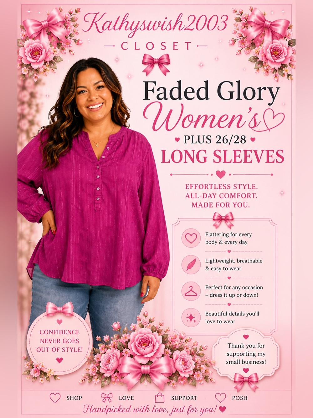 Faded Glory Women’s Plus 26/28 long Sleeves